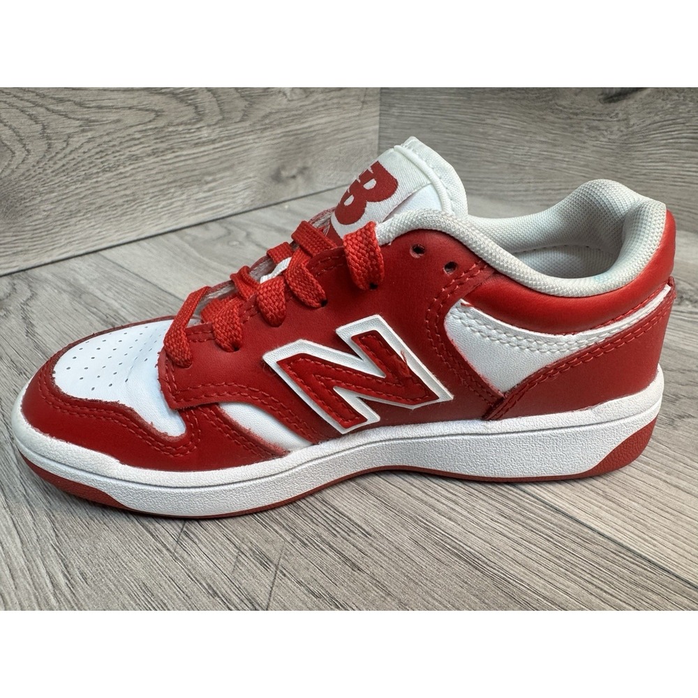 New Balance 480  Kids Sz 12 Shoes Red White Athletic Low Top Sneaker - Picture 8 of 11